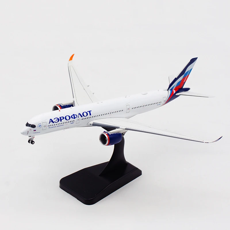Литая модель самолета A350 масштаб 1:400 из сплава с базовым посадочным шасси