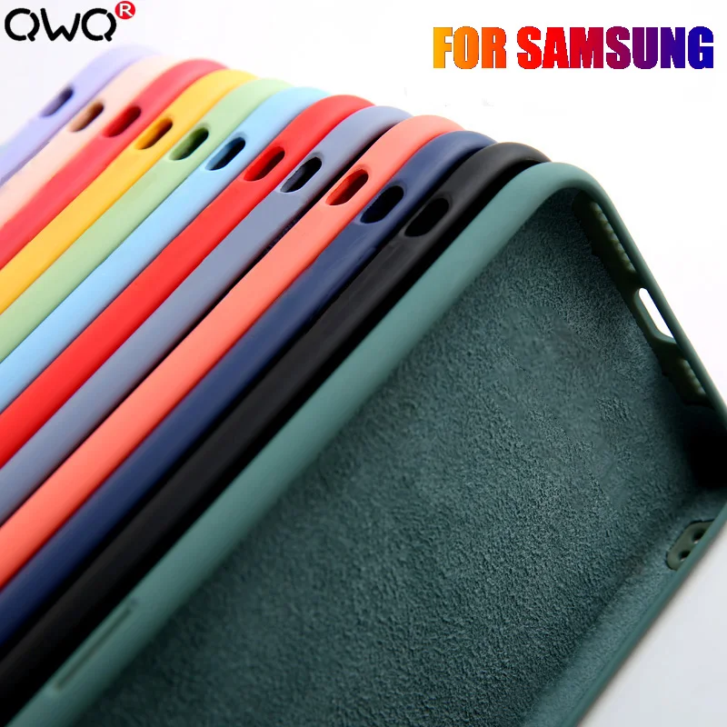 Жидкий силиконовый чехол для телефона для samsung самсунг Galaxy A50 A70 A50S A30S A40 A20 A10 S10 S9 S7 Примечание 10 8 9 плюс роскошный задняя крышка корпуса чехол s чехол нателефона чехлы
