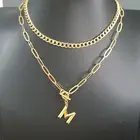 Ожерелье с буквами A-Z, женский кулон с алфавитом, золотая цепочка с канцелярскими скрепками, тумблер, ожерелье для женщин, хип-хоп, панк, первоначальное имя, ювелирные изделия