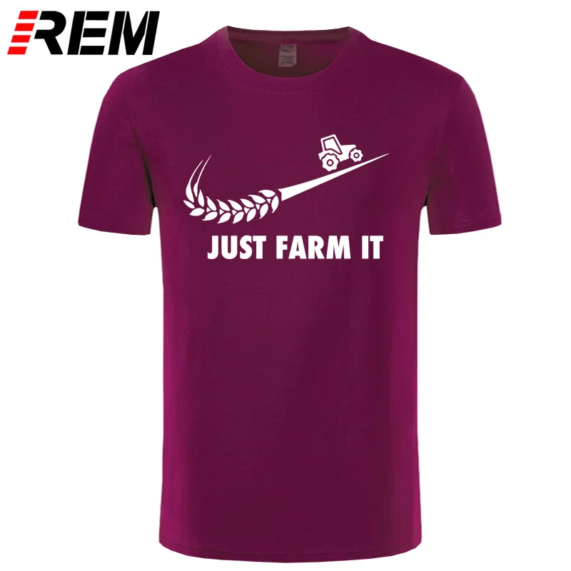maroon white Модная футболка Just Farm It, мужские хлопковые фермерские футболки с круглым вырезом и короткими рукавами, Мужская футболка для сельского хозяйства, топы - Цвет: maroon white