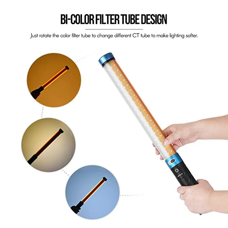 

Fomito Nicefoto Handheld Bi-color RGB LED Light Stick TC-288 3000K-9000K Light Bar Magic Tube Light Luminous Flux 1400LM