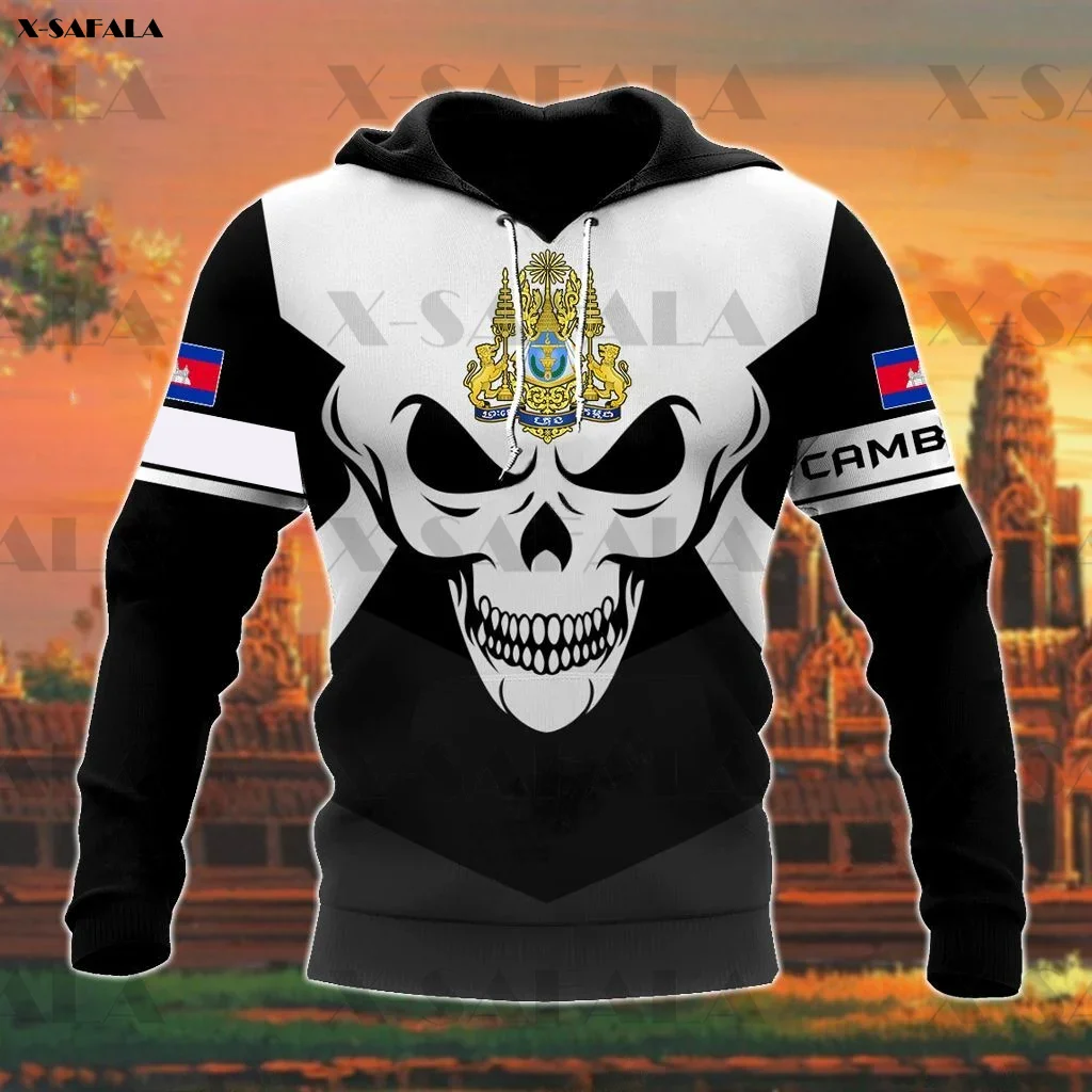 

CAMBODIA Army Veteran Camo Skull 3D Printed Zipper Hoodie Man Female Pullover 2 Sweatshirt Hooded Jacket Jersey Tracksuits