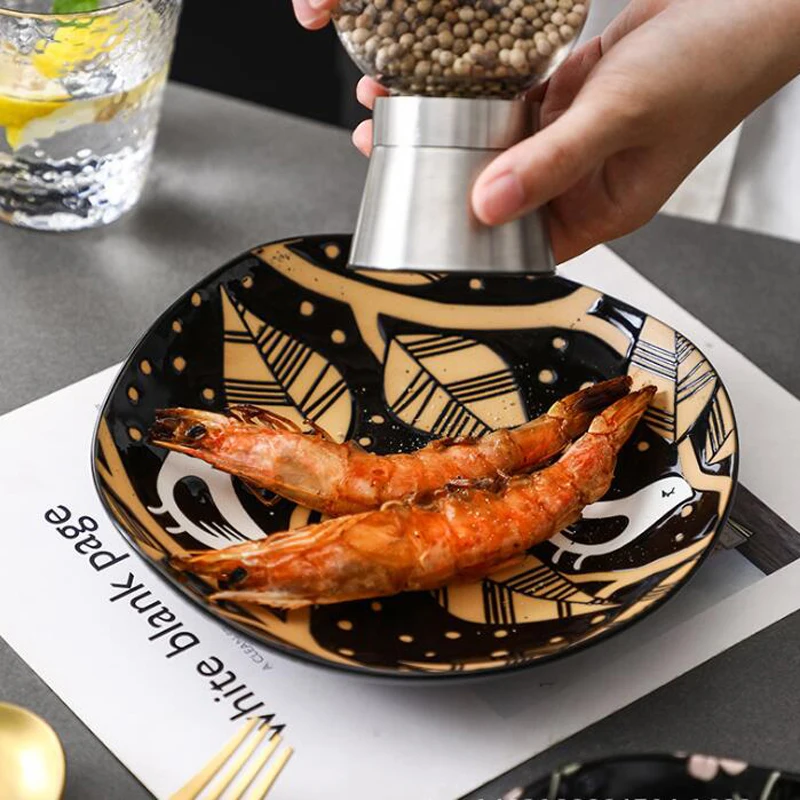 8 &quotСкандинавское керамическое блюдо Квадратная тарелка Бытовая керамика Ретро