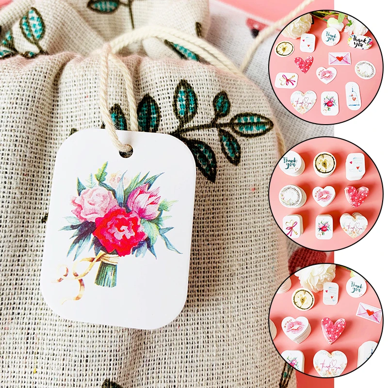 50 шт. благодарим Вас крафт-бумага бирки ручной работы многостильные с веревками