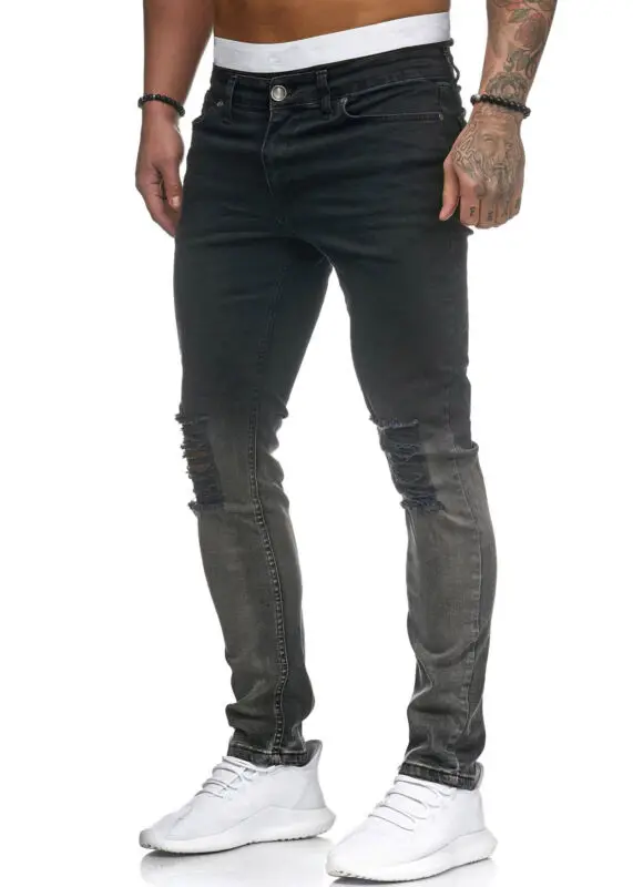 

Mens Ripped Jeans Pants Skinny Distressed Slim Fit Biker Casual Denim Trouser AU