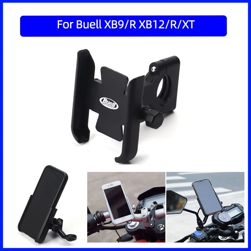 

With Logo For Buell XB9/R XB12/R/XT Motorcycle Mobile Phone Holder GPS Navigator Rearview Mirror Handlebar Bracket Accessories