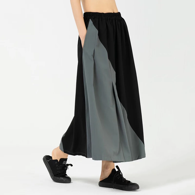 

CHICEVER Casual Green Skirt For Women High Waist Loose Patchwork Hit Color Ruched A Line Skirts Female 2021 Spring Clothes Tide