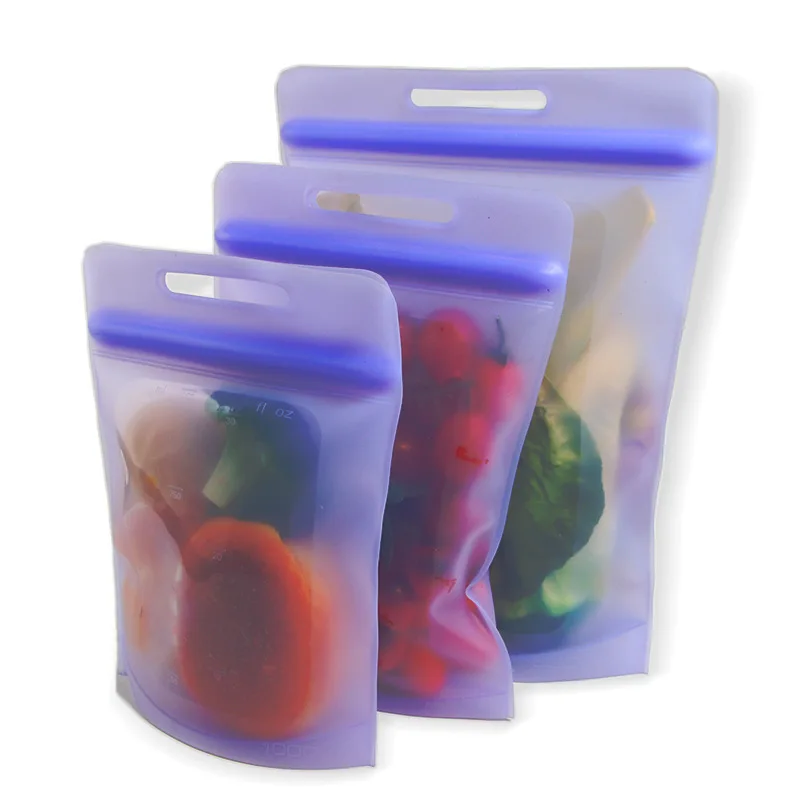 

3Pcs/set Silicone Food Storage Bag 1000ml/1800ml/2800ml Reusable Freezer Sandwich Ziplock Silicone Bag Fruit Vegetable Cup Bag