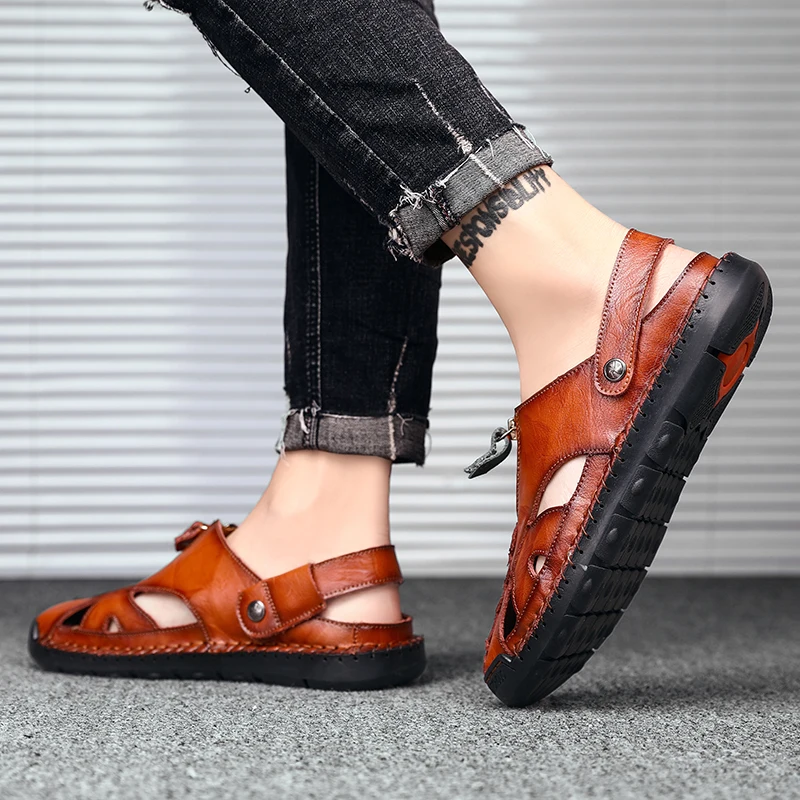 

Sandalias Hombre Verano Sandals Men Leather Beach For Work Sandalia Rasteira Rubber Outdoor Sandalet Erkek Summer Shoes