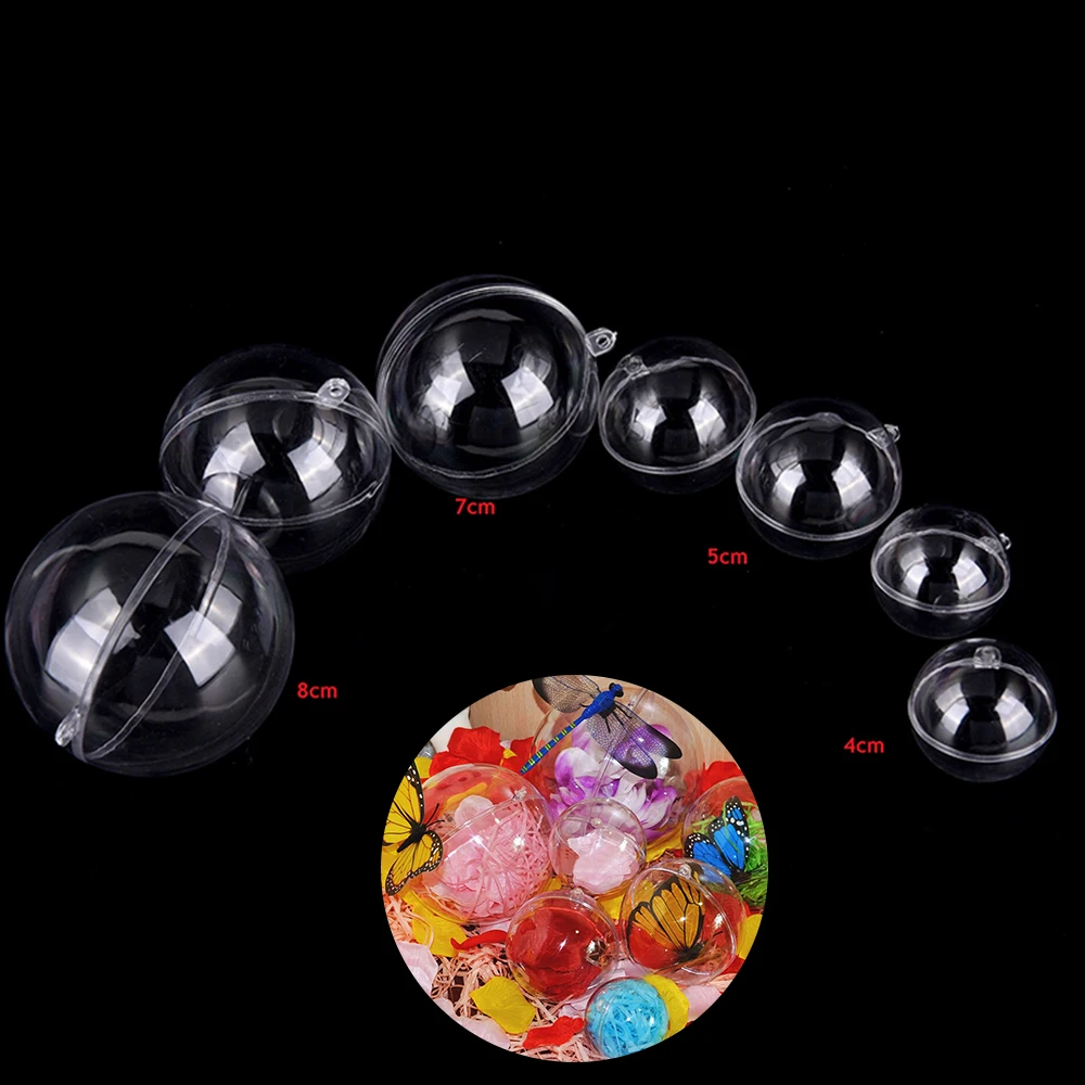 

4-8cm Christmas Transparent Plastic Candy Box Bauble Xmas Ball Ornaments Tree Fillable Hanging New Clear Balls Home Decor