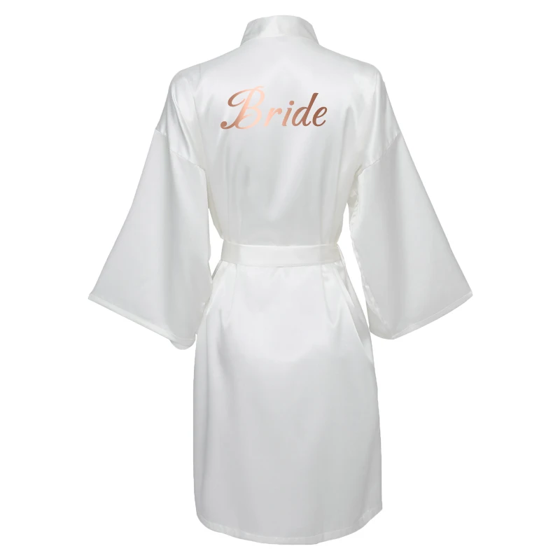 Bridesmaid Robes Robes Bridal Robes Silk Satin Robe Bridesmaid Robes Wedding Rose Gold Printing White Robe