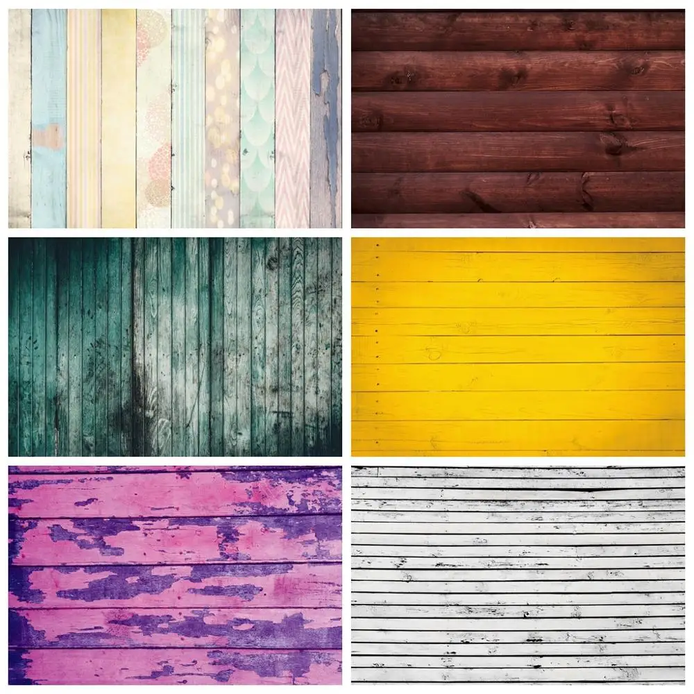 Виниловый деревянный фон для фотографии цветные деревянные доски кукла питомца