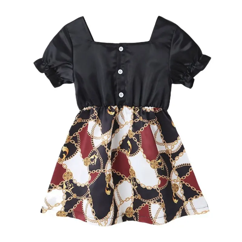 

2021 Hot Style Short Sleeved Dress For Girls Summer Dot Knee-Length Dress