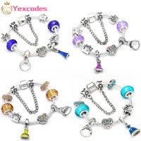 yexcodes european style silver plated charm bracelets for women kids diy crystal cartoon beads brand bracelets jewelry gift