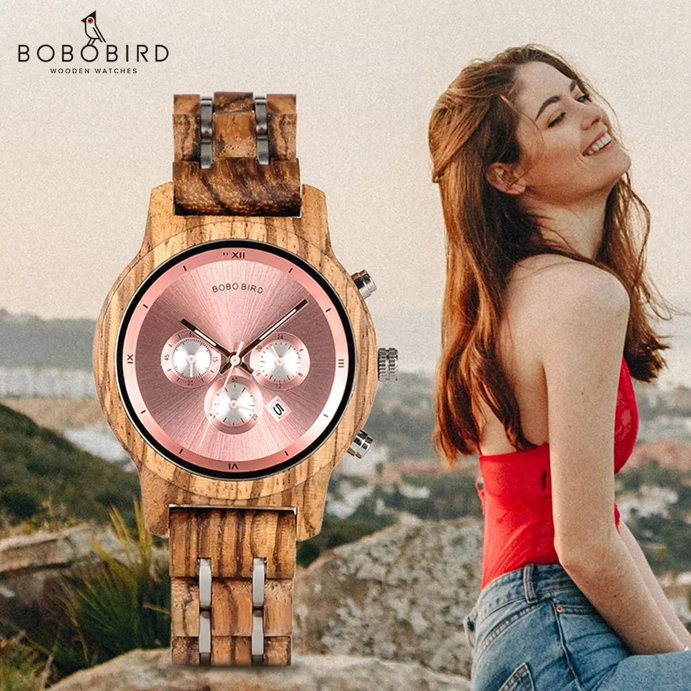 BOBO BIRD-relojes de madera sencillos para mujer, reloj de pulsera Miyota personalizado con movimiento de cuarzo, gran regalo con caja de madera