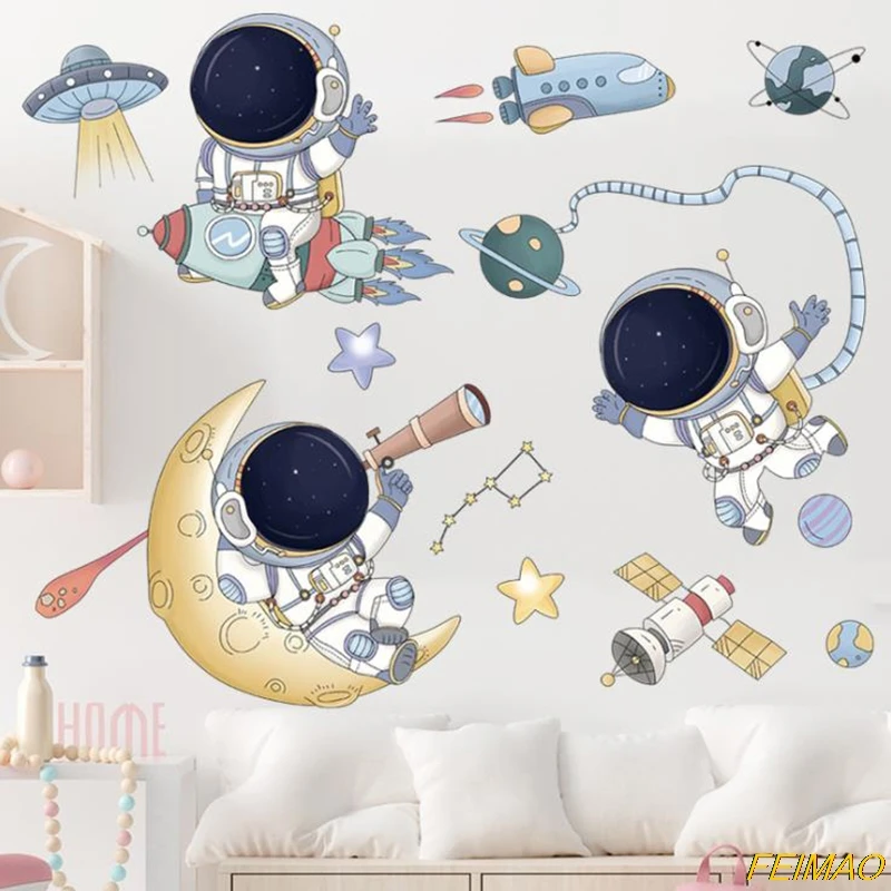 

Removable Cartoon Space Astronaut Wall Stickers for Kids room Nursery Wall Decor