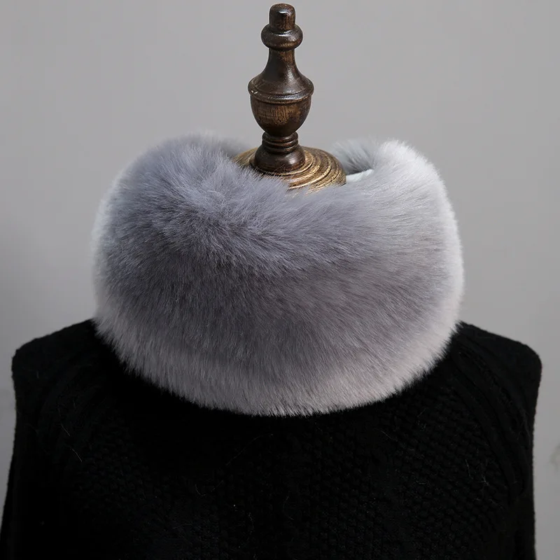 Зимний воротник из искусственного лисьего меха Qearlstar шарф кольцо на шею теплое