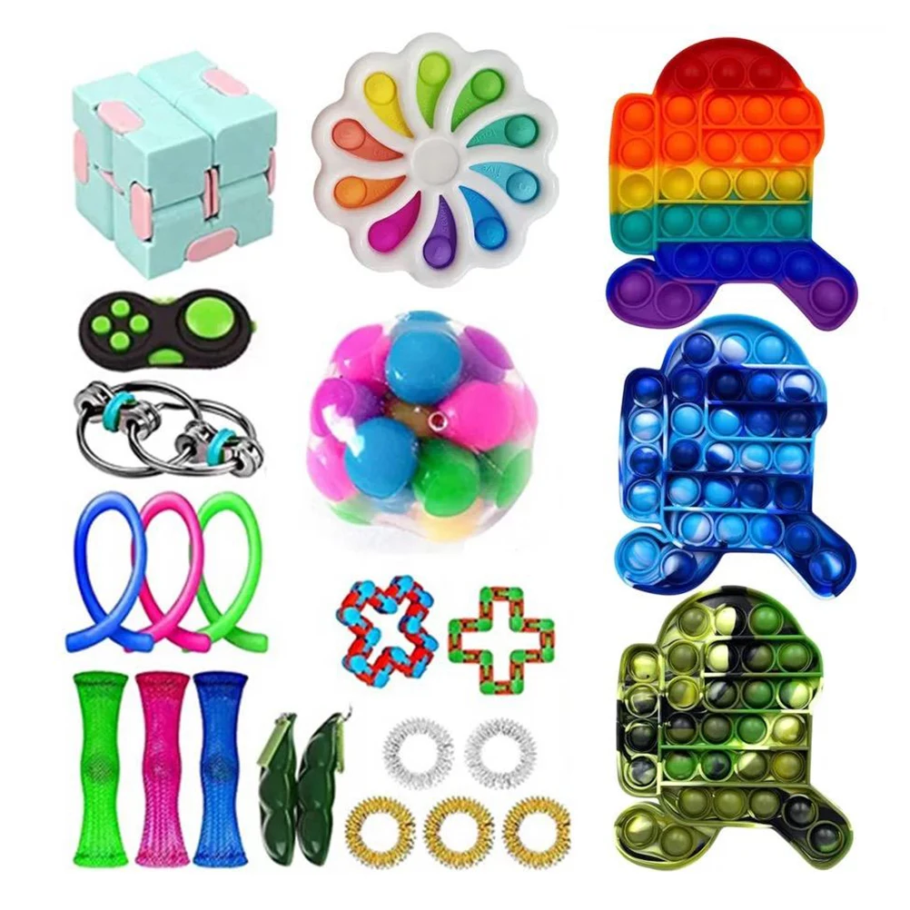 Sensory Fidget Toys Set Adult Kids Funny Antistress Toys Push Bubble Fidget Sensory Toy Autism Special Needs Stress Reliever Toy enlarge