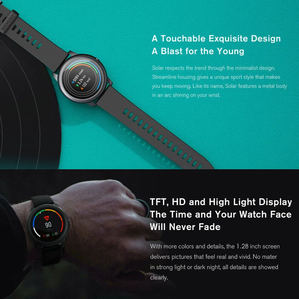 

Haylou-solar Ls05 Smart Watch Bluetooth 5.0 12 Sports Modes Sleep Management APP Fitness Tracker Blood Pressure Smartwatches