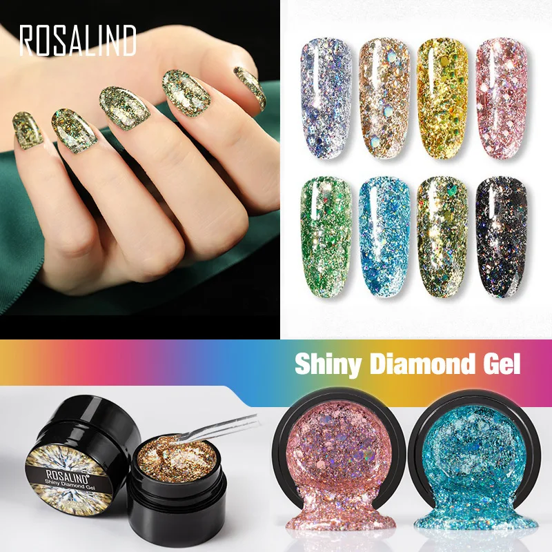 

ROSALIND Gel Nail Polish 5ml Soak Off Gel Shiny Nail Polish For Nail Art Varnish UV Glitter Nails Gel Semi Permanent Gel Polish