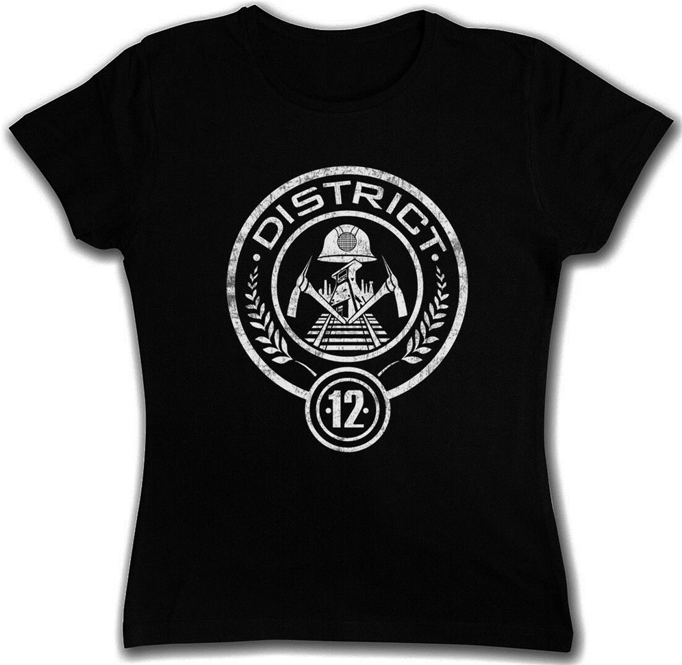 Женская футболка с надписью District 12 Повседневная насмешкой Hunger Of Games Panem Jay|Мужские