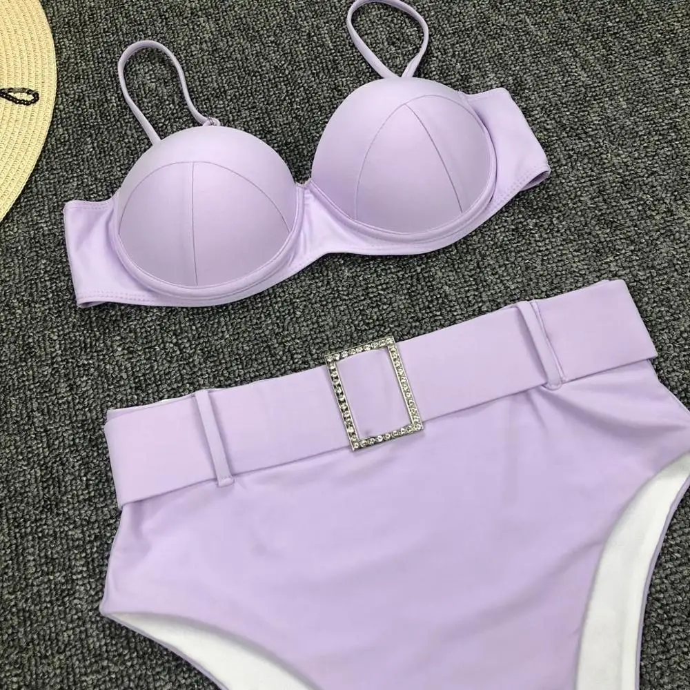 2020 bikini push up Solid Color women swimwear Summer Beach costume Strappy monokini sexy beachwear Matching Swimsuit* | Женская одежда