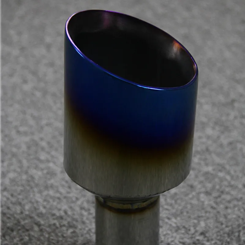 

1 Piece 304 Stainless Steel Blue Muffler Tip Length About 170mm Fit For All Cars Exhaust Manifold Tailpipe