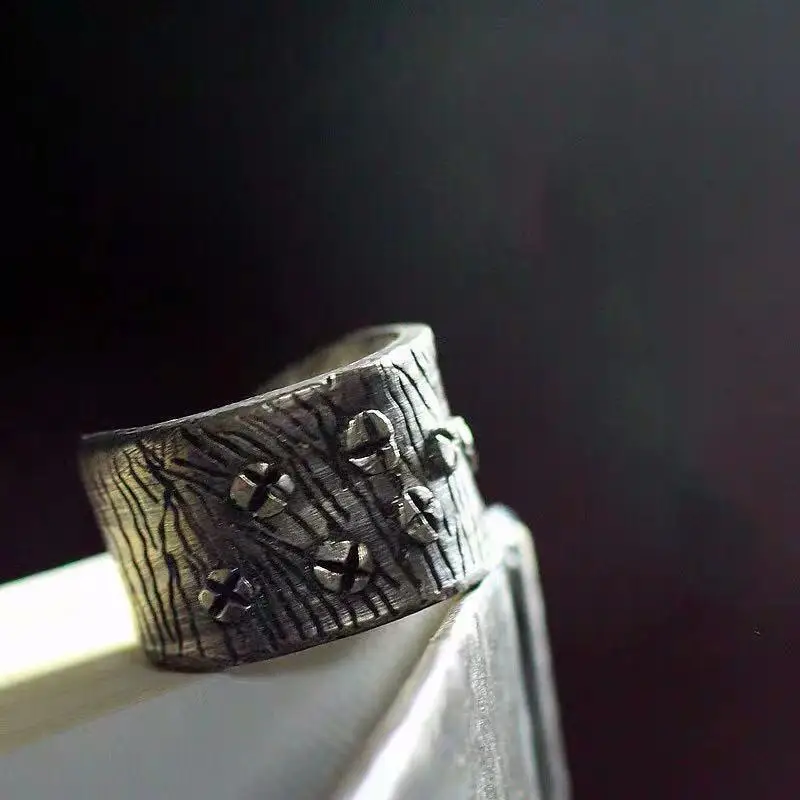 

New Personality Trendy Design Handmade Vintage Distressed Punk Nail Rings for Men Jewelry