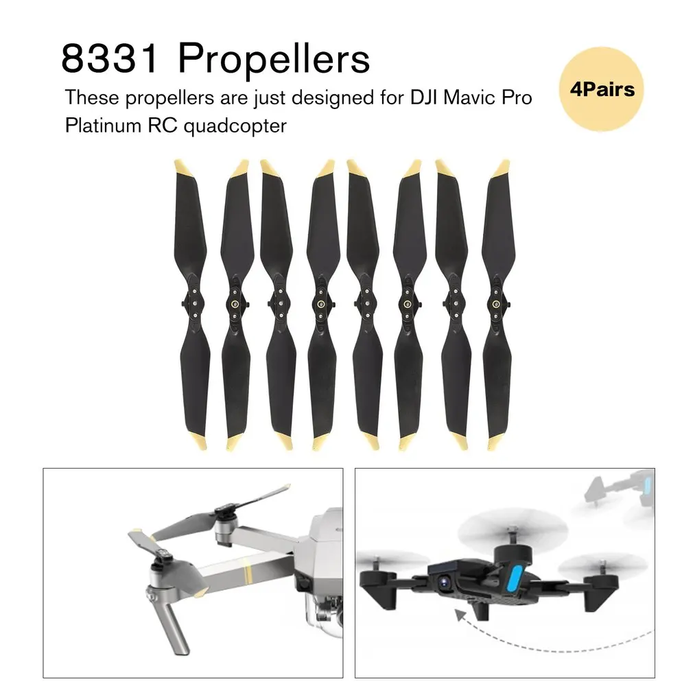 4 пары малошумные быстросъемные лезвия CW CCW 8331 пропеллеры для DJI Mavic Pro Platinum RC