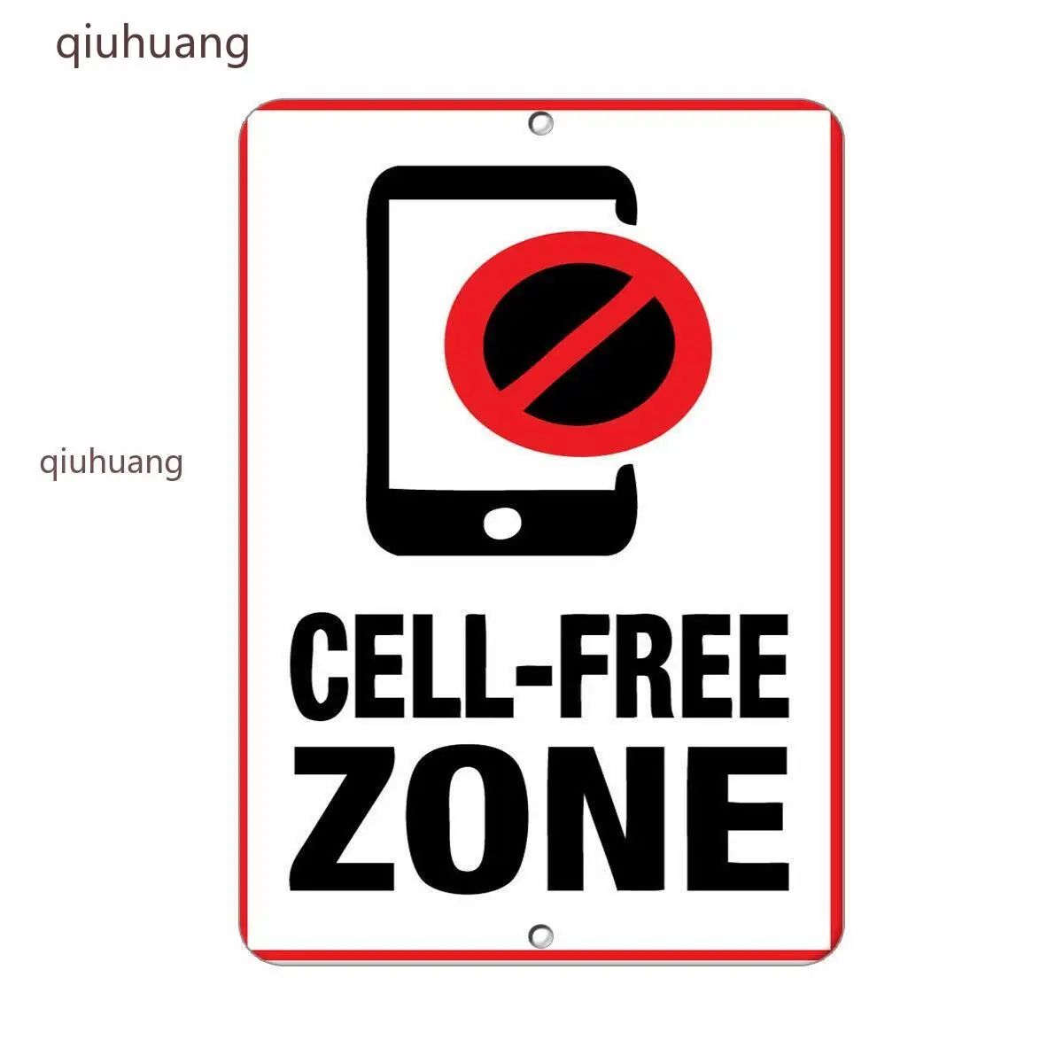 

Metal Tin Sign 8x12 Inch Vertical Metal Sign Cell Free Zone Business No Phones Workplace Retro Wall Decoration