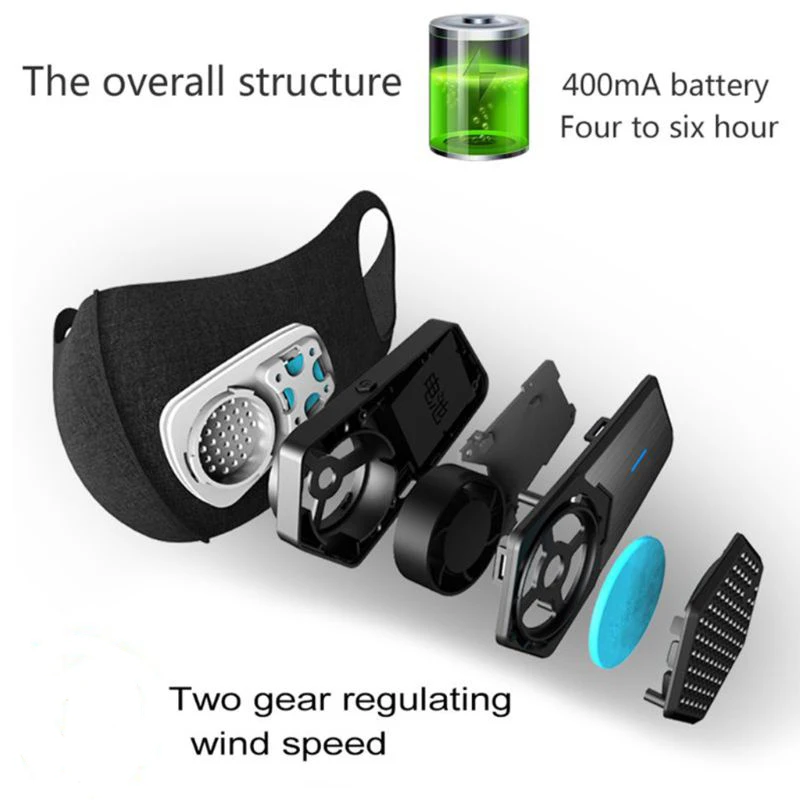 Умная Пылезащитная электрическая маска противотуманный респиратор фильтр