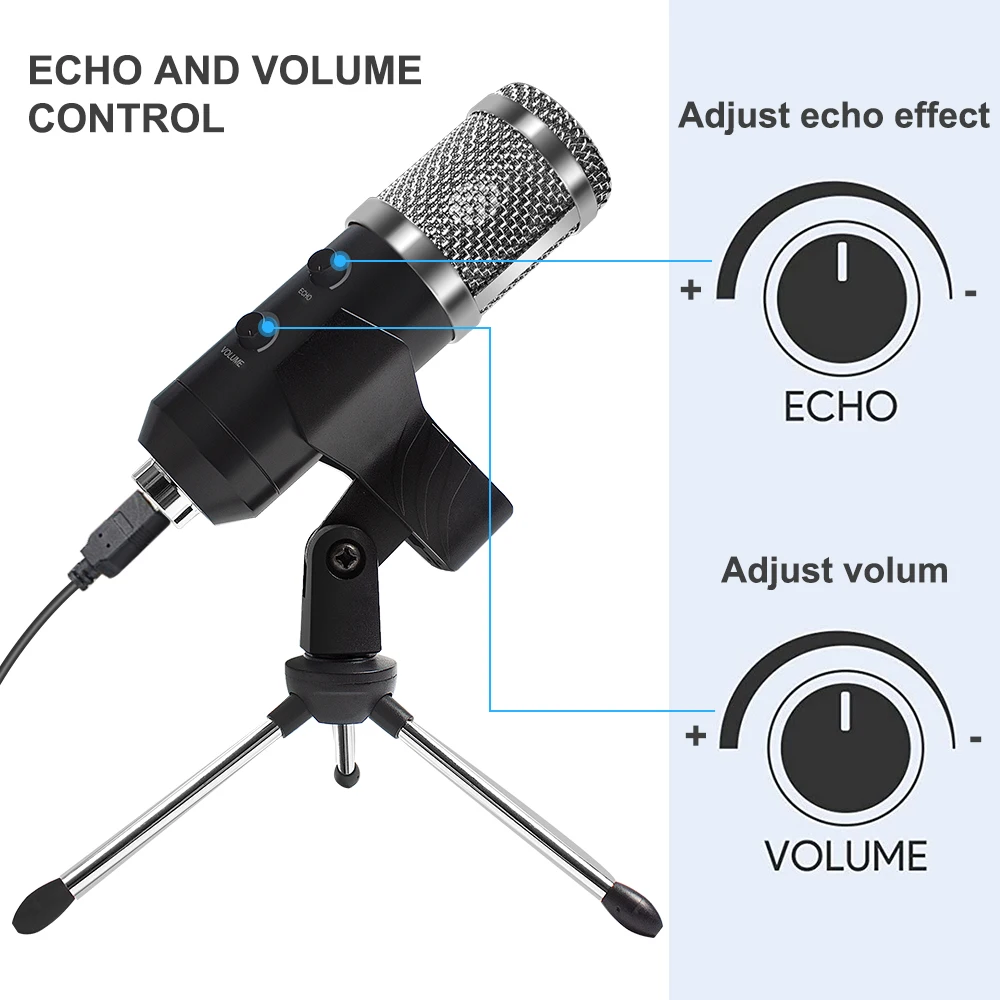 usb microphone with arm e20 condenser computer mic stand with ring light studio kit for gaming youtube video record 2021 upgrade free global shipping