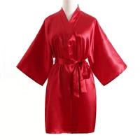 top selling summer womens kimono mini robe red faux silk bath gown yukata nightgown sleepwear pijama mujer one size mdn001
