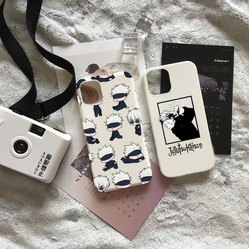 

Anime Jujutsu Kaisen Gojo Satoru Phone Case Candy Color for iPhone 6 7 8 11 12 s mini pro X XS XR MAX Plus