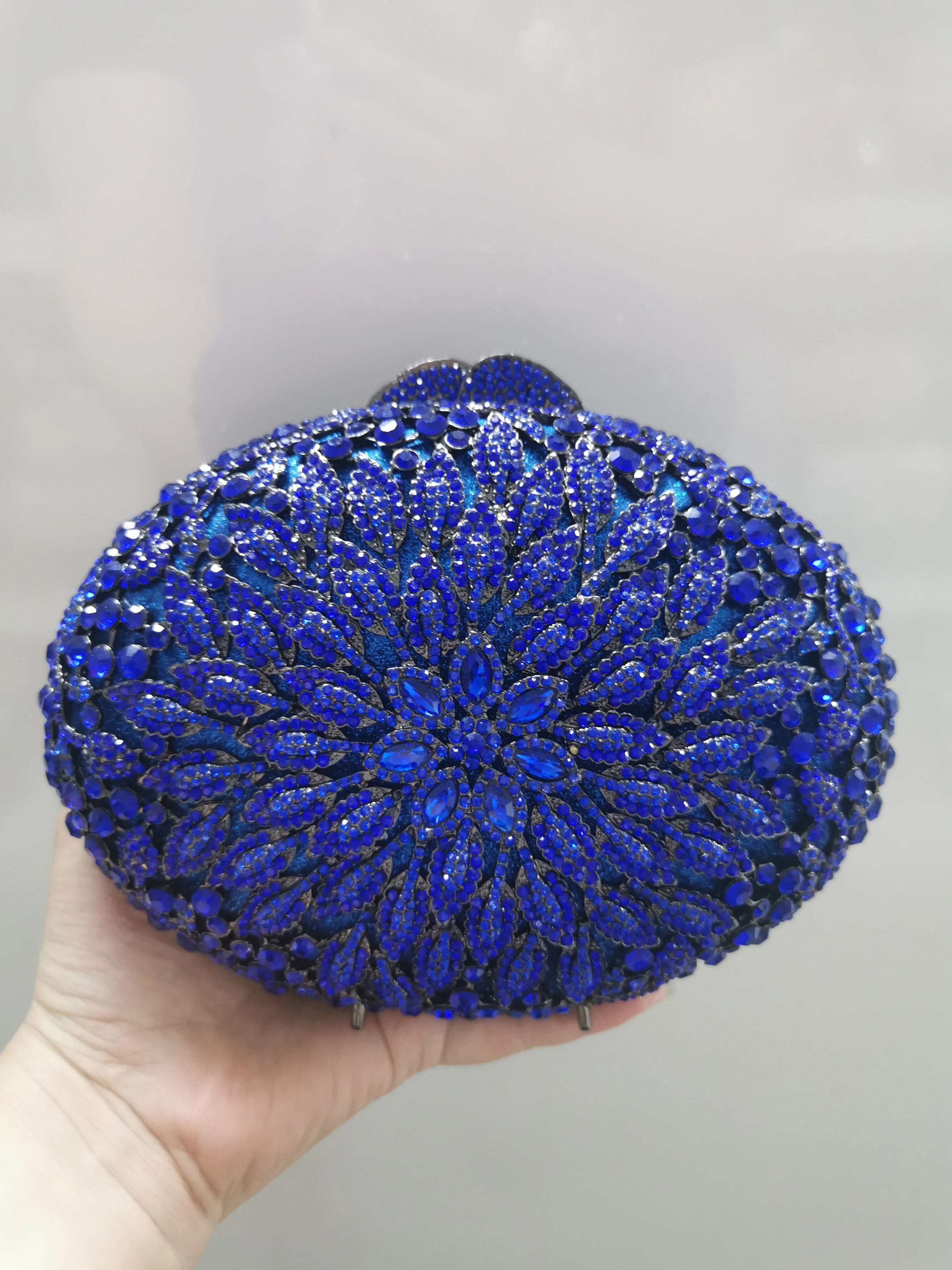 

XIYUAN Flower Blue/Green Minaudiere Clutch Crystal Evening Bags Handbag Women Party Stones Bag Bridal Clutches Wedding Purse