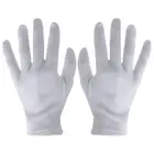 Белые перчатки, мягкие хлопковые перчатки, серебряные перчатки для проверки монет, ювелирных изделий, эластичные перчатки с подкладкой