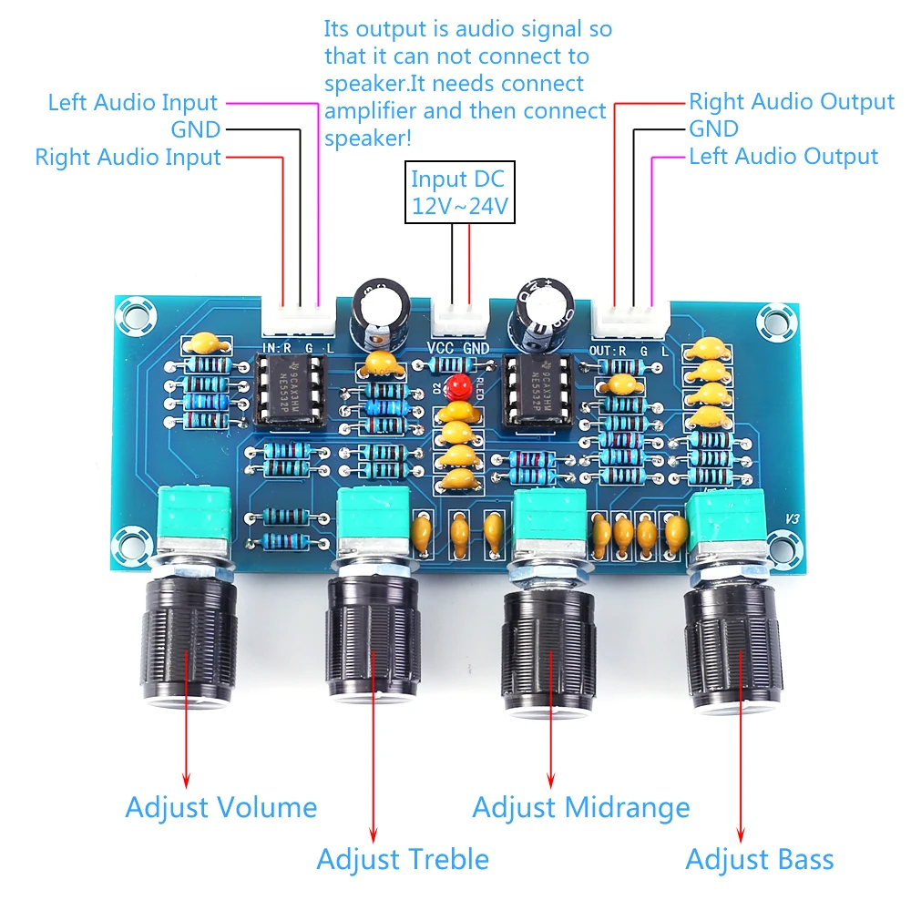 Плата цифрового усилителя 12 24 В постоянного тока предварительный усилитель