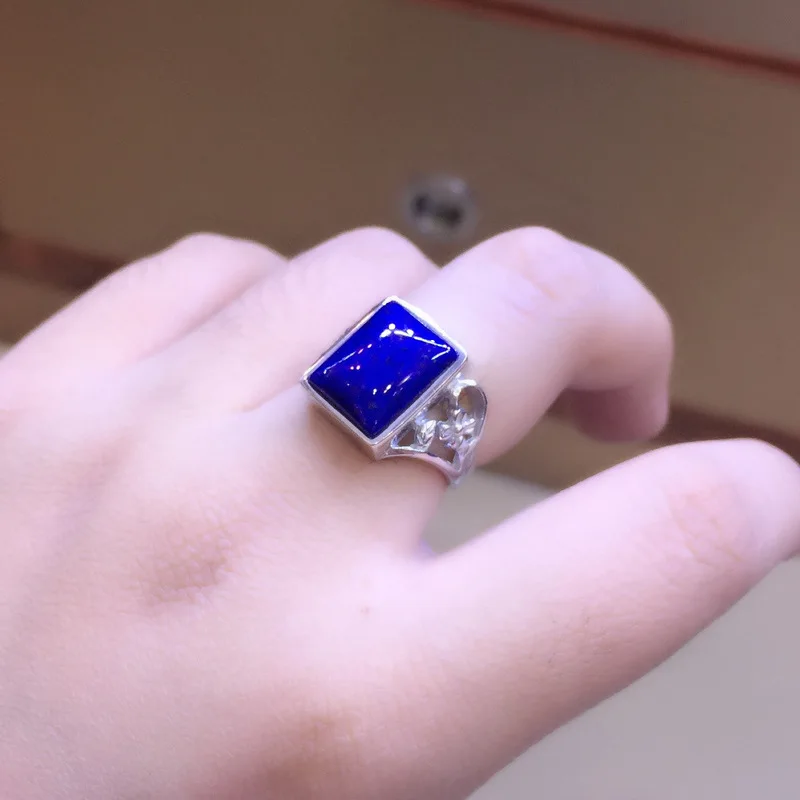 100% S925 чистое серебро инкрустированное натуральным афганским цветком квадратное