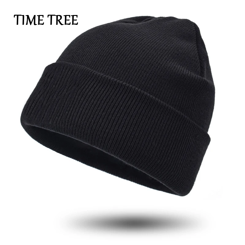 Модная короткая зимняя шапка бини одноцветная вязаная теплая мягкая мужская и