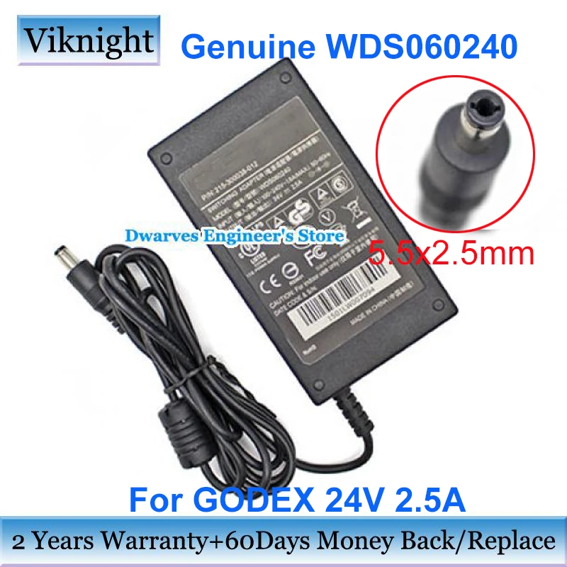 

Оригинальный адаптер питания Godex WDS060240, 24 В, 2,5 А, 60 Вт