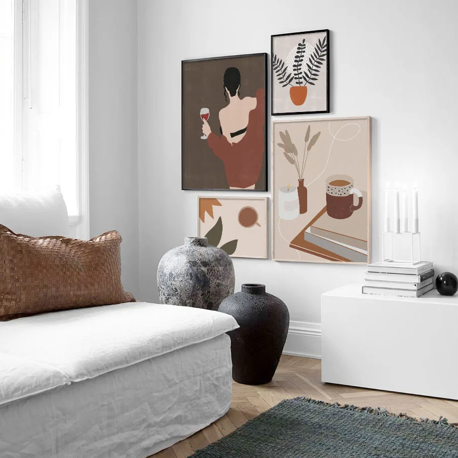 Модная девушка иллюстрация женщины Питьевая стена искусство холст живопись