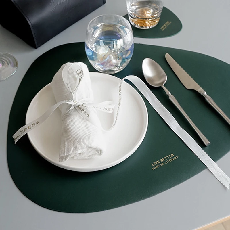 

Placemat For Table Mat PU Leather Tableware Waterproof Heat Insulation Non-Slip Placemat Coaster Modern Home Dinning Table Decor
