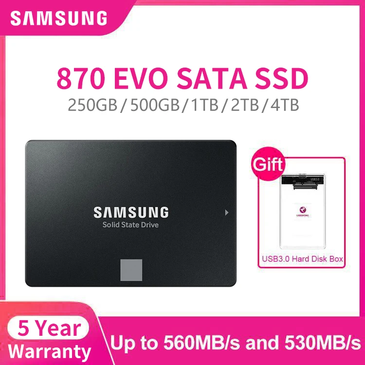 Original Samsung 870 EVO 250GB 500GB 1TB 2TB 4TB Internal SSD 2.5  SATA3 Solid State Drive for Laptop PC