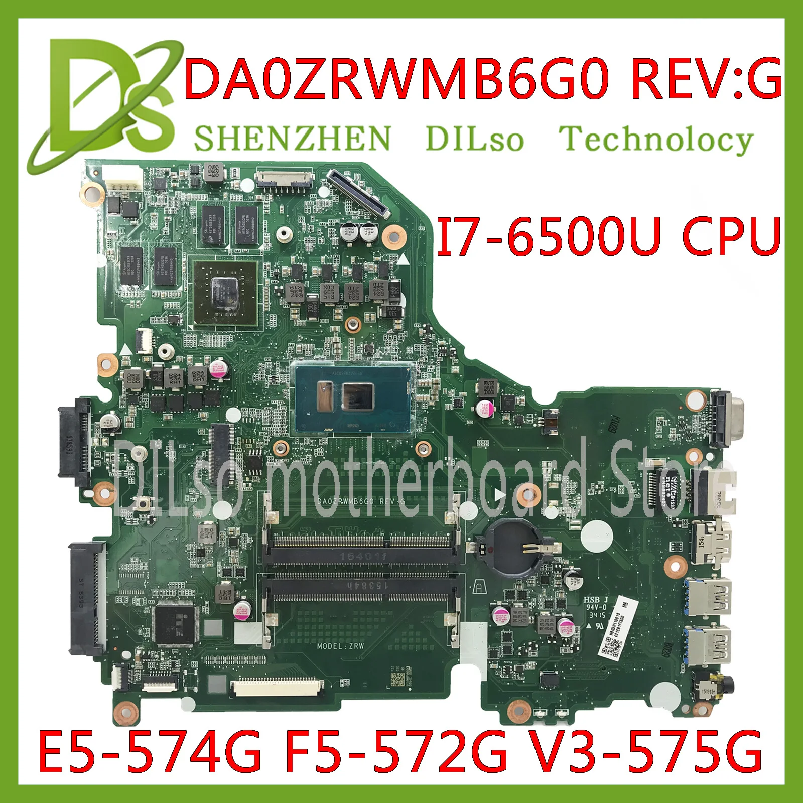 

KEFU E5-574G Mainboard For Acer Aspire E5-574 E5-574G F5-572 V3-575 V3-575G Motherboard I7-6500U CPU DA0ZRWMB6G0 Test original