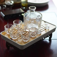 6pcsset glass sake set japanese flagon liquor pot cup home kitchen cup drinkware vintage spirits hip flasks creative gifts