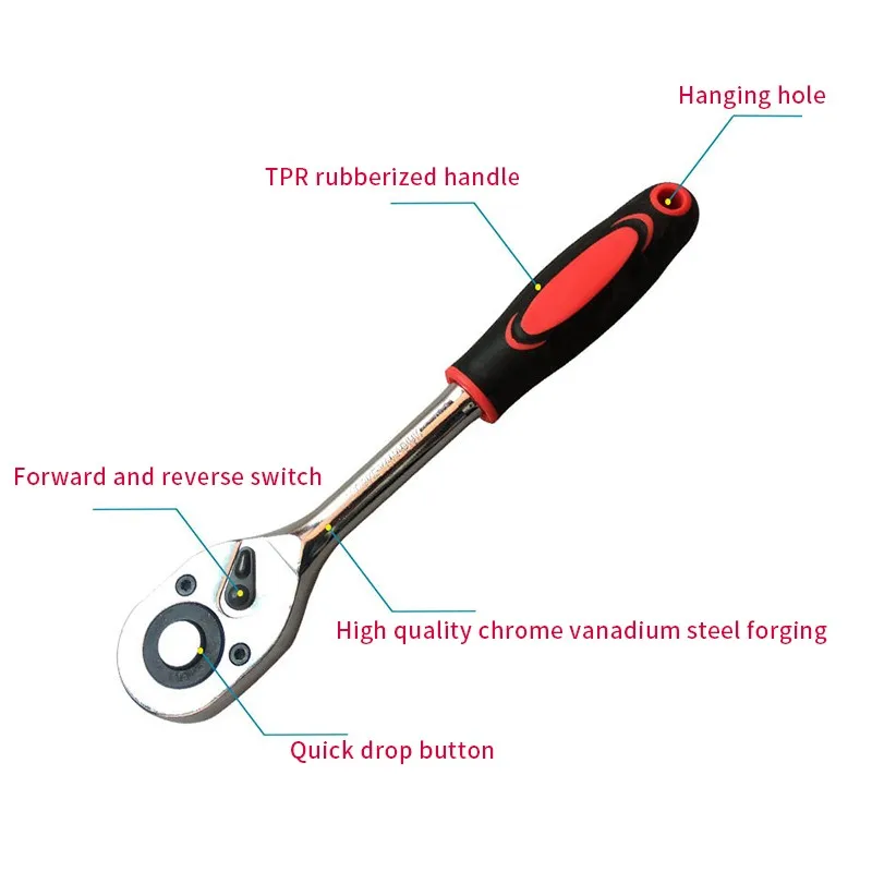 

1/4" 3/8" 1/2"inch Ratchet Wrench 24 Teeth Extending Telescopic Ratchet Socket Wrench Tool Plate Ratchet Handle Wrench