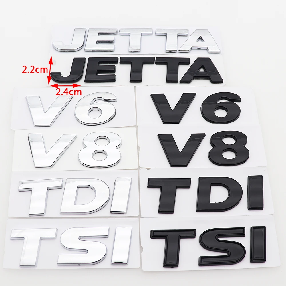 1PC 3D ABS Plastic JETTA V6 V8 TDI TSI Car Letter Logo Sticker Tail Badge Creative Decoration Rear Trunk Emblem Decal Styling | Автомобили