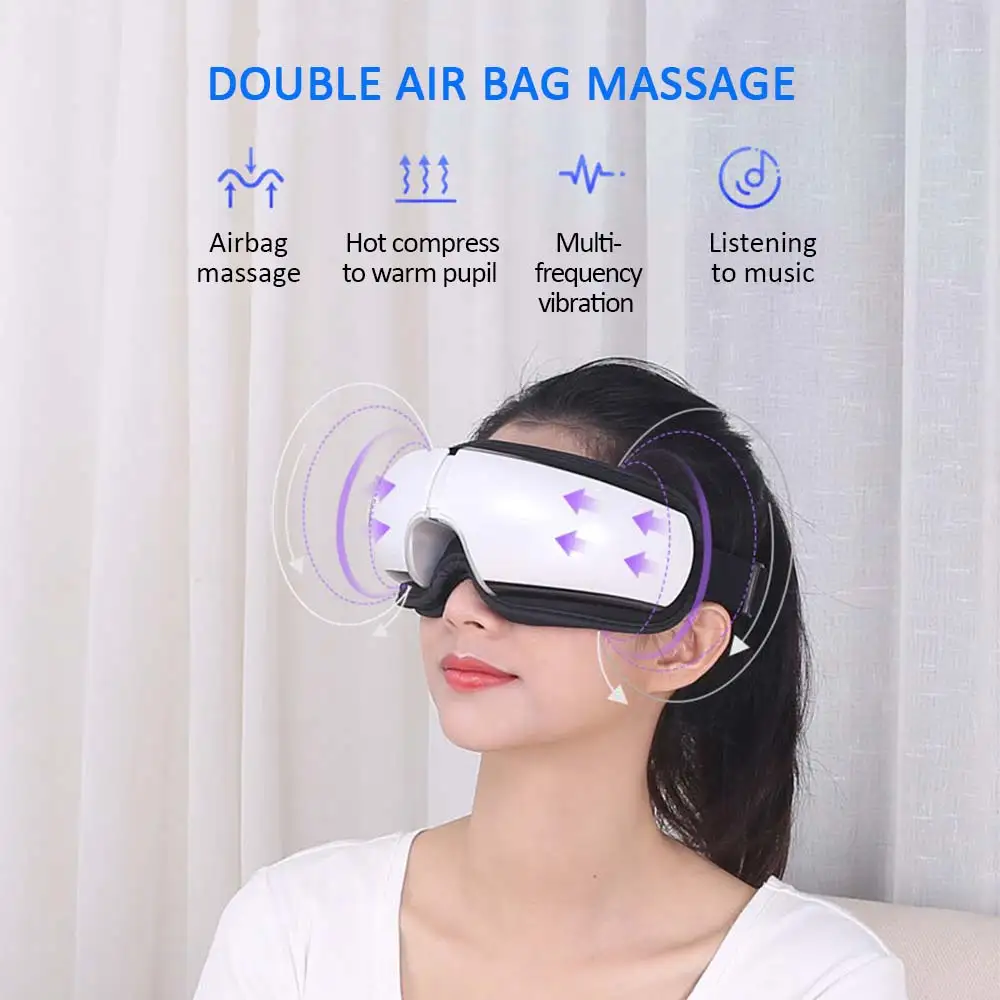 

Eye Massager Wrinkle Fatigue Relieve Eye Airbag Vibration Massage Hot Compress Therapy Glasses Smart Bluetooth Music Eye Relax