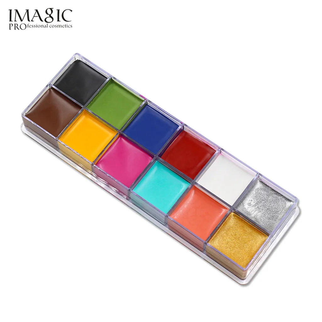 IMAGIC, 12 цветов, масляная краска для тела, краска для лица, пигмент для красоты, набор для макияжа, косметическая краска, коробка, вечерние, праздничные, макияж, дизайн