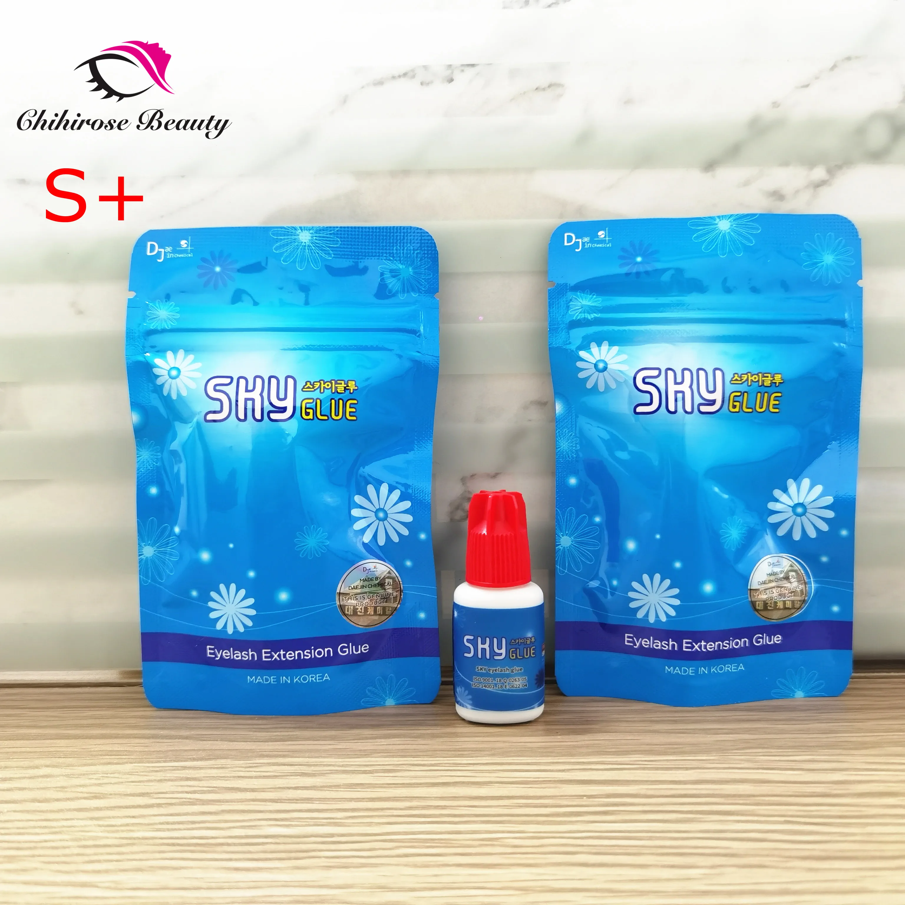 

2 bottles 1-2s Dry Time Most Powerful Fastest Korea Sky Glue S+ for Eyelash Extensions MSDS Adhesive red Cap lasting 6- 7weeks